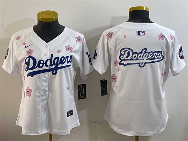 Womens Los Angeles Dodgers Team Big Logo White 2025 Tokyo Series Limited Stitched Jersey